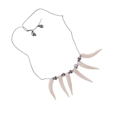 Imagem de Colar Tribal Com Dentes E Caveiras Para Festas