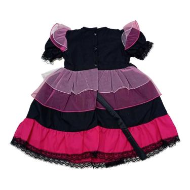 Imagem de Vestido Halloween Gato Infantil Com Tiara Pink Tamanho 1
