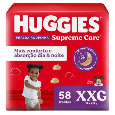 Imagem de Fralda Roupinha Huggies Supreme Care Tamanho XXG 58 Unidades Descartáveis