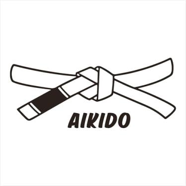 Imagem de Adesivo Faixa Aikido decorativo Luta MMA UFC tatame Kimono (PRETO, 23,5x10cm)
