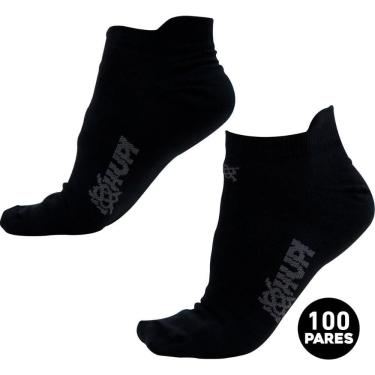 Imagem de Meia HUPI Casual Invisível Algodão Preto M - Kit 100 Pares