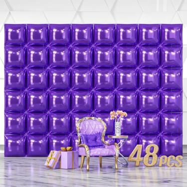 Imagem de NISOCY Kit de arco de túnel de balões roxos quadrados de parede com balões roxos de dupla face para chá de bebê, decoração de festa de casamento e aniversário