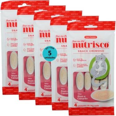 Imagem de Snack cremoso nutrisco gatos 14g atum e camarão com 4 un - kit com 5