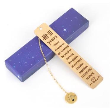 Imagem de Presente de marcador de livro de aniversário de 8 anos, marca de livro de casamento romântico de aço inoxidável para marido, esposa, namorado, namorada, ele e ela (ouro)