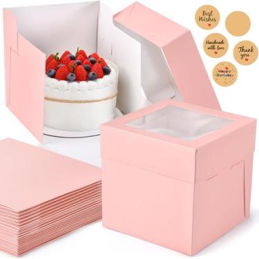 Imagem de Caixas de bolo DOYIDE rosa quadradas 20x20x20cm, papelão, 12 unidades