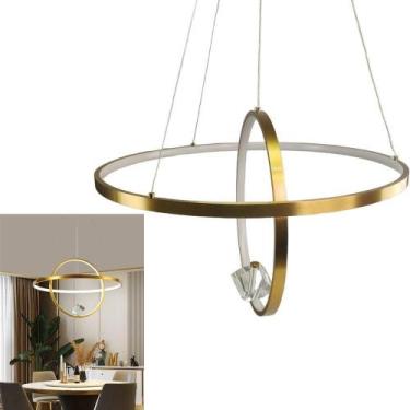 Imagem de Luminaria Lustre Pendente 2 Aneis Arco Luxo Perfil Moderno Planeta Inf