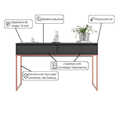 Imagem de Aparador Buffet Iron Industrial Corredor Preto Cobre
