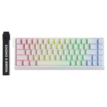 Imagem de MCHOSE ACE 68 60% Teclado mecânico para jogos com fio com gatilho rápido efeito Hall interruptor magnético com acionamento ajustável hiperrápido, 8000Hz, Hot Swap RGB PC MAC Laptop (branco topográfico