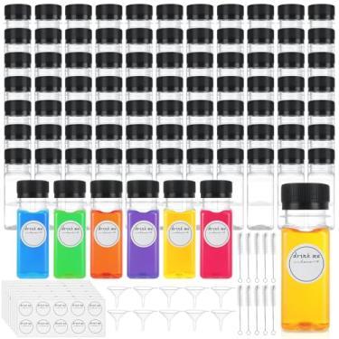 Imagem de 150 garrafas de suco de plástico com tampas, garrafas de dose de 60 ml para sucos, doses de gengibre, reutilizáveis, pequenas, com tampas, garrafa de plástico transparente para doses de gengibre, suco