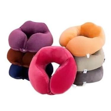 Imagem de Travesseiro de Pescoço para Viagem Travesseiro de Pescoço para Adulto Camurça com Botões Toque Macio(3584,masculino)