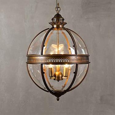 Imagem de Luzes pendentes lustres de globo em V 3 luzes celeiro de fazenda E14 vidro transparente pintura de metal lustres de ferro forjado compatível com sala de jantar chandel retrô country americano