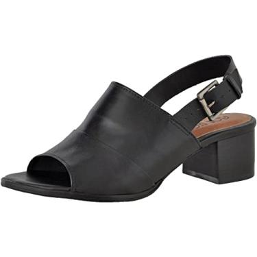 Imagem de Sandalia Conforto Ankle Boot Couro Feminina Fecho Fivela Salto Grosso Baixo Sola Antiderrapante Tamanho:33;Cor:Preto;Gênero:Feminino;Departamento BS:Esporte