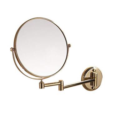 Imagem de Espelho de maquilhagem, espelho de beleza de parede dupla face, ampliação 3X, espelho de casa de banho, espelho de cosméticos extensível giratório de 360°, dourado