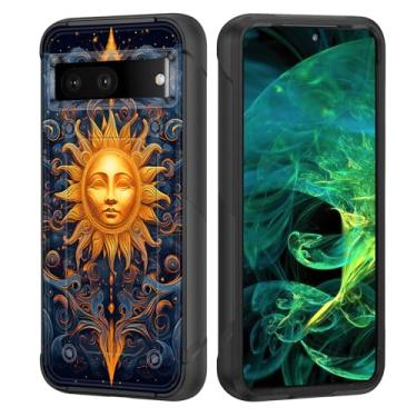 Imagem de wiaekosef Capa para Pixel 8a, capa protetora resistente à prova de choque para Google Pixel 8a 6,1 polegadas 2024, vintage Sun Face