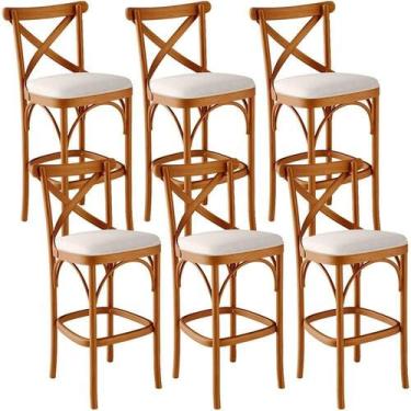 Imagem de Kit 06 Banquetas Altas Bancada Bar Sala De Jantar Estofada ávila L02 L