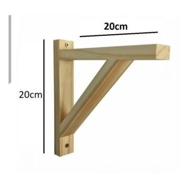 Imagem de Mão Francesa de Madeira Pinus + Buchas e Parafusos 20x20 - Loja do Pin