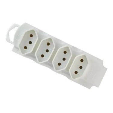 Imagem de Kit 2 tomada em barra quadrupla10/20a régua extensão 2p+t branco - MEC