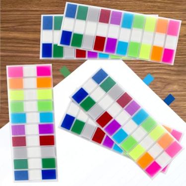 Imagem de Conjunto de 5 abas adesivas com 1000 folhas, abas transparentes com 10 cores aleatórias, tiras adesivas coloridas removíveis para marcadores de página