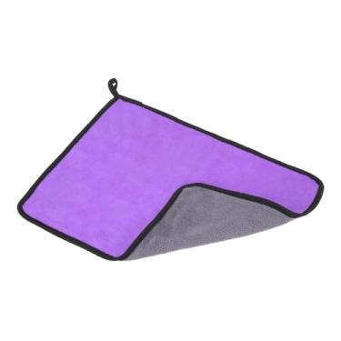 Imagem de Toalha de taco de bilhar de 29 x 40 cm, pano de eixo de limpeza de taco de sinuca, lã coral para poste de sinuca, acessórios para tacos de mesa de sinuca, roxo e cinza