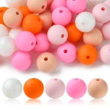 Imagem de 35 contas focais redondas de silicone 12 mm contas focais de silicone coloridas de borracha a granel para caneta com contas faça você mesmo, chaveiro, ornamento, pulseira, colar, joias, artesanato