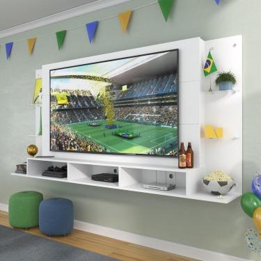 Imagem de Painel Tv 65" Com Prateleiras De Vidro Brasil Plus Multimóveis Br3113 Branco