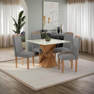 Imagem de Conjunto Sala De Jantar Luna Kappesberg 4 Cadeiras Veludo Titanio