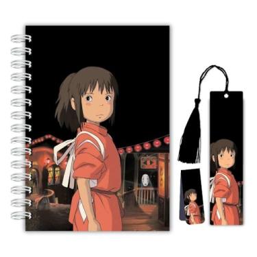 Imagem de Caderno A5 capa dura pautado160 páginas A Viagem de Chihiro + Marcador com tassel e marcador magnético (presente, escola, faculdade, estudo, anotações, caderneta)