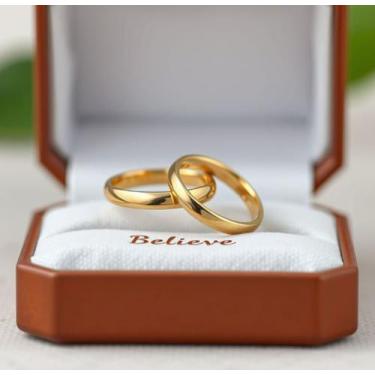 Imagem de Par de alianças ouro 18k 4mm Revestidas 14 ao 33 - Believe jewelry