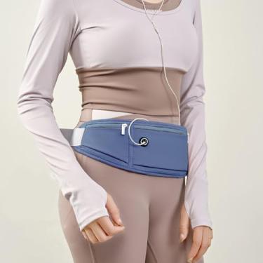 Imagem de Cinto de corrida fino, ajustável, impermeável, para homens, mulheres, esportes, treino, pochete reflexiva, caminhadas, ciclismo, viagem, bolsa para celular, dinheiro, chaves, fone de ouvido, cor azul