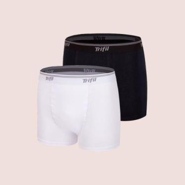 Imagem de Kit 2 Cuecas Boxer Em Algodão Costura Fina Trifil, Branco e preto, GG