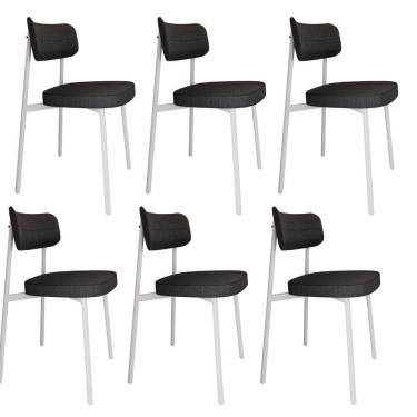 Imagem de Conjunto 6 Cadeiras De Jantar Alloa Corriente Grafite - Est. Branca Corriente Grafite