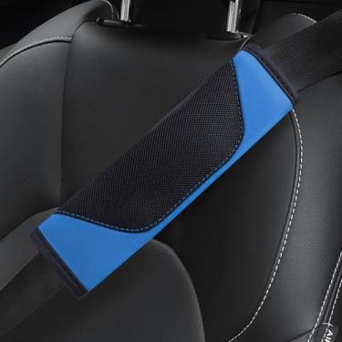 Imagem de Hbxdeco 2 peças de capa de cinto de segurança de carro, capas de cinto de segurança de malha macia e couro para carros, protetor de almofada de cinto de segurança automotivo, capas de alça de ombro
