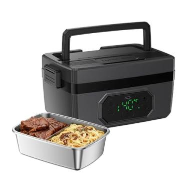 Imagem de ADRICY Lancheira elétrica sem fio aquecida e isolante – Bateria de 36H, 6,8 xícaras, supercapacidade, aquecimento programado, preservação de calor a longo prazo em qualquer lugar