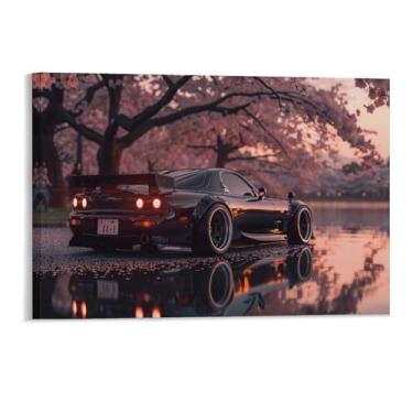 Imagem de HouLaiZhe Modificado Rx7 Flor de cerejeira Jdm pôsteres de carro tela estética decoração de sala de parede impressões de parede sala de galeria decoração de parede para quarto sala de estar escritório