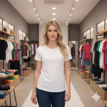 Imagem de Camiseta Feminina - Blusinha -Baby Look Poliester Sublimação Branca - 