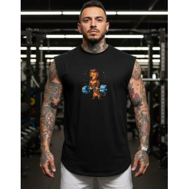 Imagem de Regata Oversized Machao Dog Treino 100% Algodão Premium - AL7, Preto, 