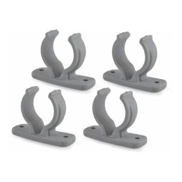 Imagem de Porta Remo Baixo De Nylon - Presilha Suporte Tubo 32mm (2, Cinza)