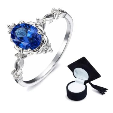 Imagem de Anel De Formatura Prata Banhado Prateado Profissões Profissão (Azul, 23)