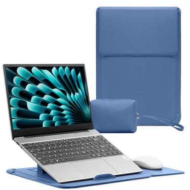 Imagem de RoYiio Capa para laptop de 15 a 16 polegadas com suporte capa fina de couro PU para MacBook Air de 15 polegadas M4/M3/M2, MacBook Pro de 16 polegadas M4/M3/M2/M1 Pro/Max, 38.1 cm-39.6 cm-40.6 cm (azul