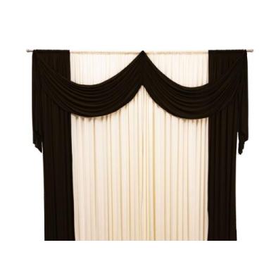 Imagem de Cortina Kátia Com Bandô Duplo Malha 2 Cores 2,00 x 1,70m Decoração Par