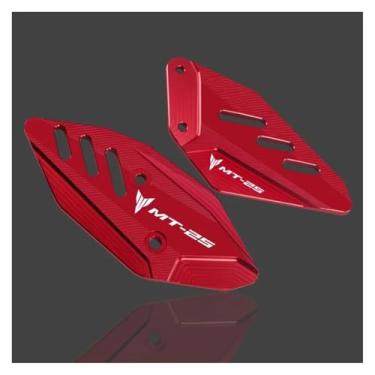 Imagem de Anti-derrapante Para MT-03 MT-25 MT03 MT25 CNC Apoio para os pés Placas de calcanhar dianteiro Protetor de asa do pedal(Red MT25)