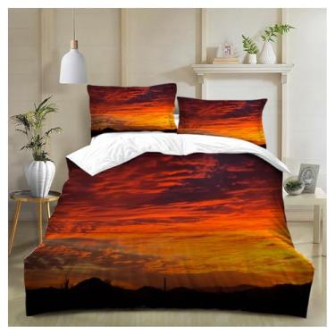 Imagem de SPXMQSS Conjunto de cama de casal, conjunto de edredom, cama de casal, cama de casal, conjunto de cama king size, cama de casal com 2 fronhas com zíper D 200 x 229 cm