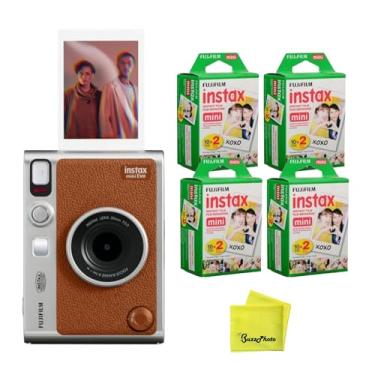 Imagem de Fujifilm Câmera instantânea Instax Mini EVO (marrom) com pano de limpeza de microfibra BuzzPhoto e 4 pacotes duplos de mini filme instantâneo