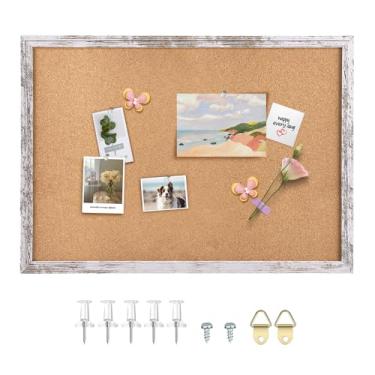 Imagem de Aitakatta Quadro de cortiça quadro de avisos, 91 x 61 cm quadros de cortiça emoldurados decorativos para paredes, quadro de pinos quadro de visão para escola, casa, cozinha e escritório, quadro de avisos com moldura de madeira (6090, WH, 1 peça)