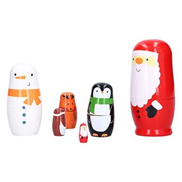 Imagem de AYNEFY Artesanato Artístico Pintado Em Madeira Russa 6 Peças de Bonecas de Nidificação Boneca Matryoshka Artesanal Artesanato Artístico Pintado Em Madeira Russa Padrão de Desenho Animado Brinquedo