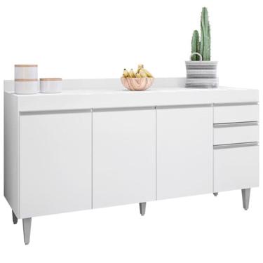 Imagem de Balcão para Cozinha 160 cm com Tampo 4 Portas Lena