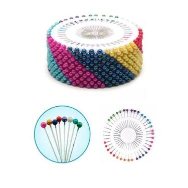 Imagem de Kit Com 480 Unidades Alfinete Para Costura Cabeça Colorida - Home & Mo