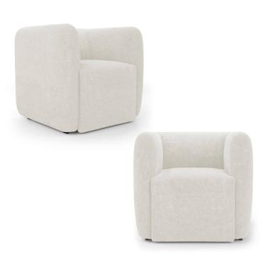 Imagem de Kit 02 Poltronas Decorativas Living Maya Bouclé Off White - Abmaza
