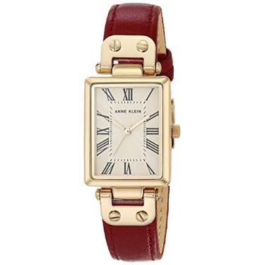 Imagem de Anne Klein Relógio feminino com pulseira de couro, AK/3752, Vermelho/dourado, Movimento de quartzo