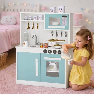 Imagem de Cozinha Infantil Menta de Brinquedo Completa com Micro-ondas Forno Pia Brinquedo Educat...